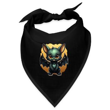 Bat Halloween I Cartoon Cute Bat - Bandana Dreieckstuch - Schwarz - Vorne