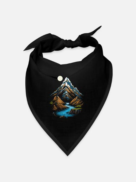 Berggipfel im Mondschein - Bandana Dreieckstuch - Schwarz