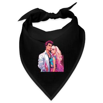 80er Jahre Outfits - Bandana Dreieckstuch - Schwarz - Vorne