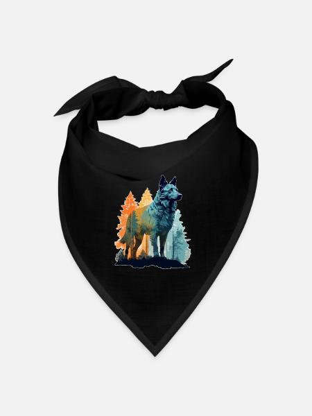 Hund in der Wildnis - Bandana Dreieckstuch - Schwarz