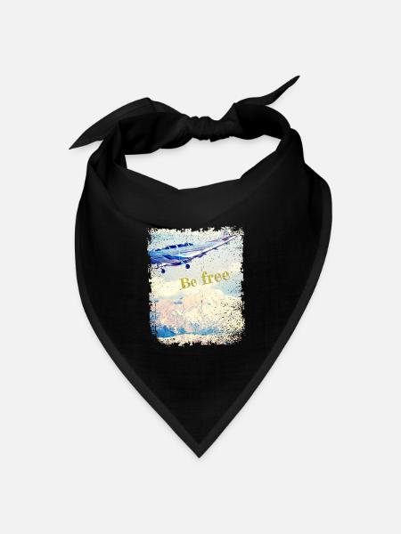 Be free - Old Airplane - Vintage Look - Bandana Dreieckstuch - Schwarz