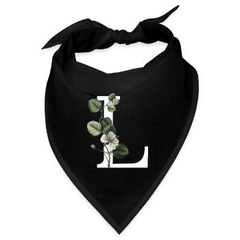 Grüner botanischer Buchstabe L - Bandana Dreieckstuch - Schwarz - Vorne