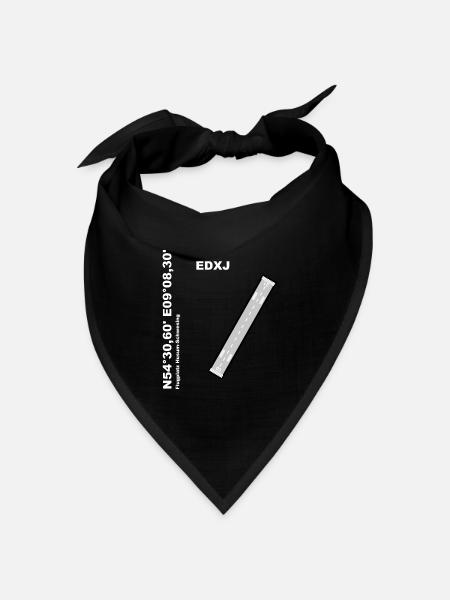 Flugplatz EDXJ Design mit Namen und Koordinaten - Bandana Dreieckstuch - Schwarz
