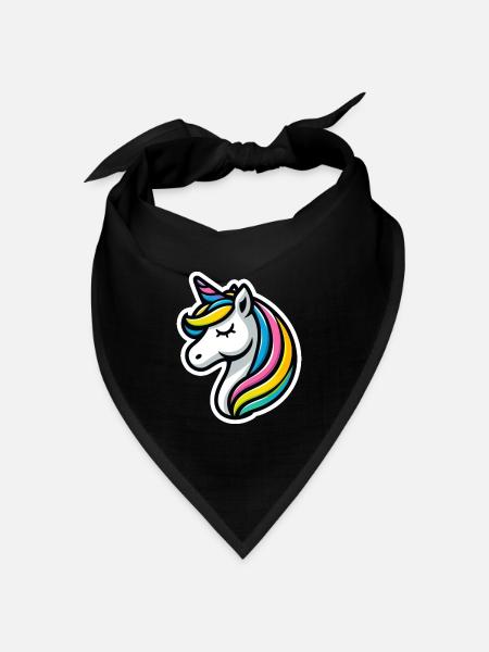 Einhorn Comic schlafend - Bandana Dreieckstuch - Schwarz