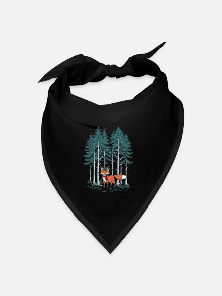 Fuchs Im Wald Cottagecore Stil - Bandana Dreieckstuch - Schwarz