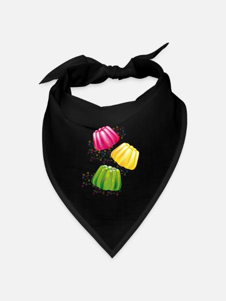 Bunte Götterspeisen–Dessert-Motiv mit Retro-Charme - Bandana Dreieckstuch - Schwarz