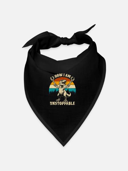 T-Rex - Now I am unstoppable - Geschenk - Bandana Dreieckstuch - Schwarz