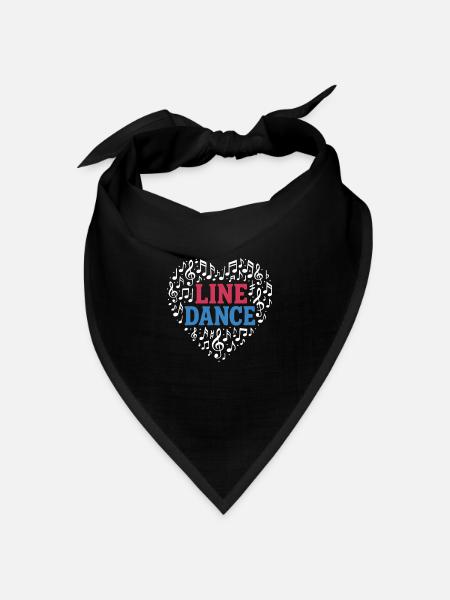 Linedance - Tanz mit Herz - Musik Geschenk - Bandana Dreieckstuch - Schwarz