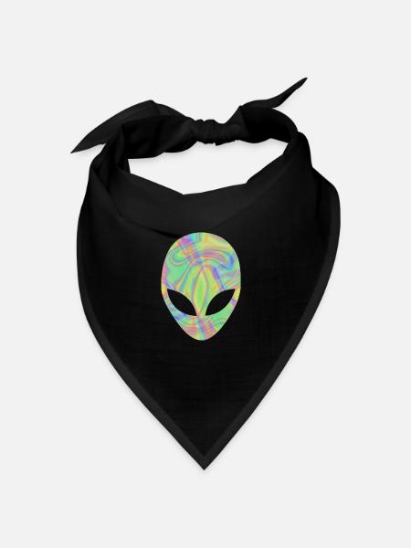 Alien Head Extra Terrestrial Green Hologram - Bandana Dreieckstuch - Schwarz