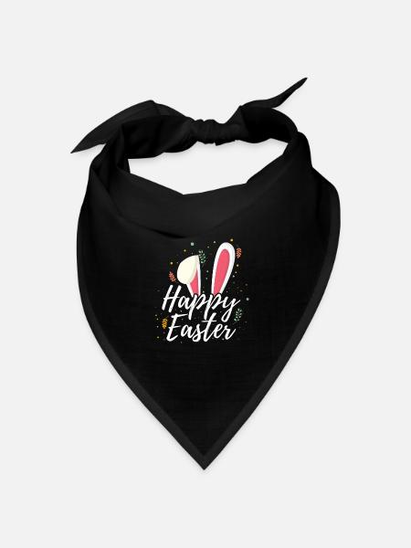 Frohe Ostern Hasen Schlappohren Geschenk Tier Spaß - Bandana Dreieckstuch - Schwarz