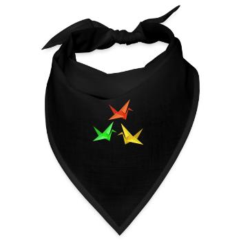 Japanisch Origami Papier Kranich - Bandana Dreieckstuch - Schwarz - Vorne
