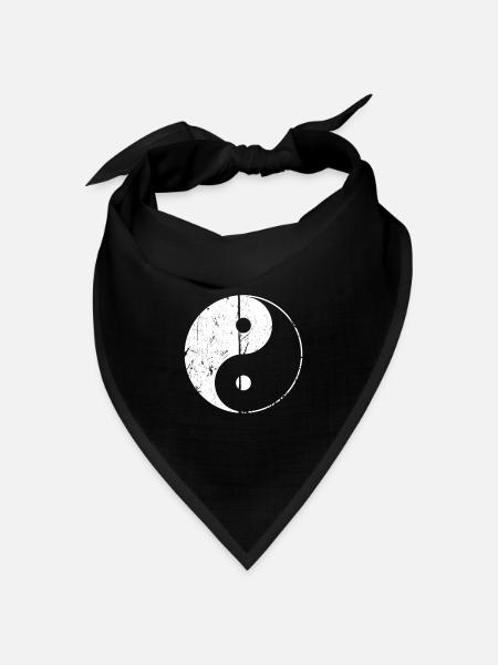 Yin und Yang beunruhigtes Symbol chinesisches Tai Chi - Bandana Dreieckstuch - Schwarz