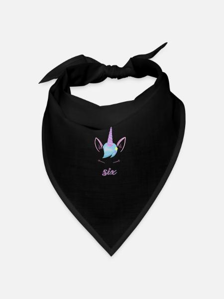 Einhorn Sechster Geburtstag - 6 Jahre Geburtstag - Bandana Dreieckstuch - Schwarz
