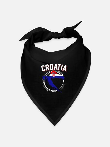 Karte Kroatien - Bandana Dreieckstuch - Schwarz
