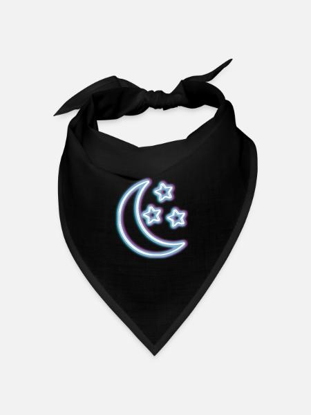 Neon-Glühen-Mond-T-Shirt Halbmond-glühender Effekt - Bandana Dreieckstuch - Schwarz