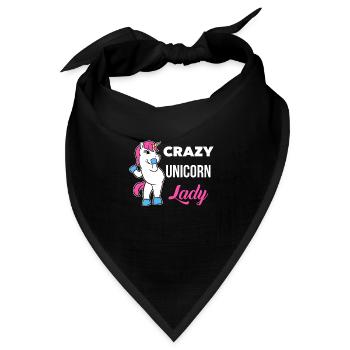 Crazy Unicorn Lady T-Shirt Funny Magical Unicorn - Bandana Dreieckstuch - Schwarz - Vorne