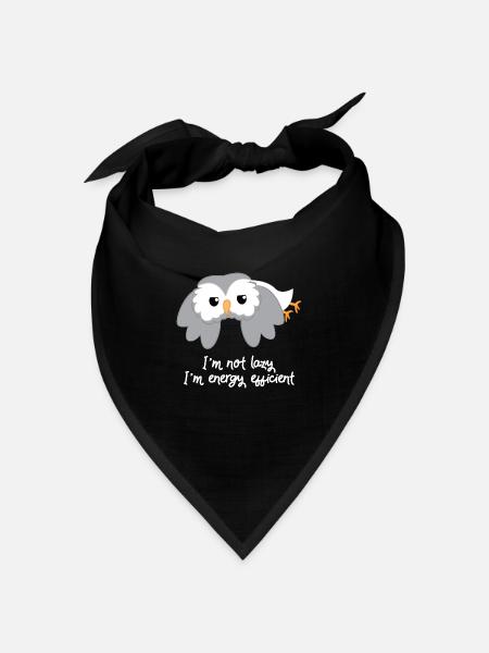 Eule - Uhu - Kauz - Eulen T-Shirt - Faulpelz - Bandana Dreieckstuch - Schwarz
