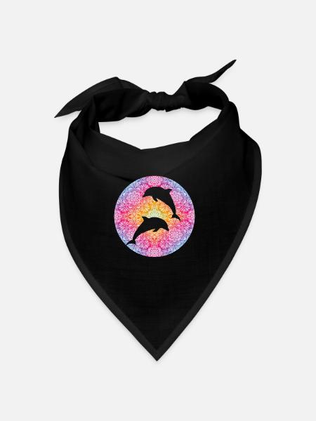 Dolphin Mandala - Bandana Dreieckstuch - Schwarz
