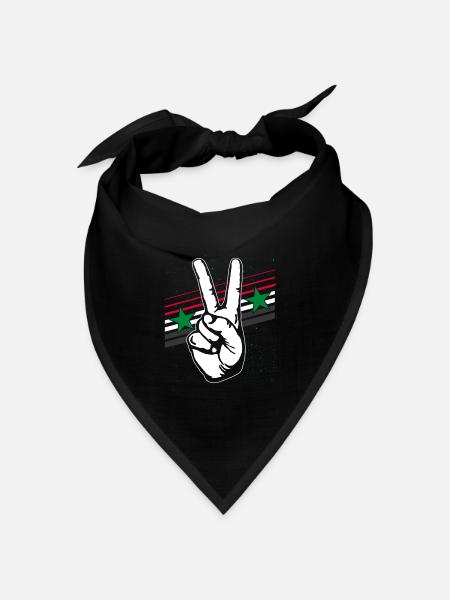 Syrien Flagge Frieden Zeichen Peacezeichen - Bandana Dreieckstuch - Schwarz