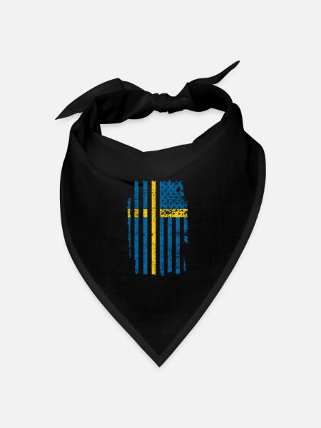 Schweden USA Flagge - Bandana Dreieckstuch - Schwarz