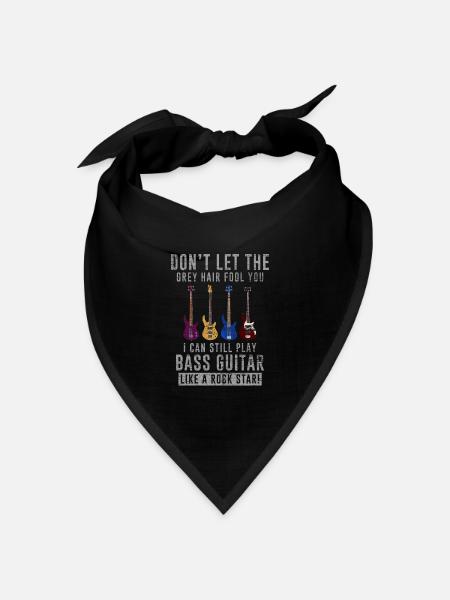 Musik Bass Gitarre Instrument Bassist Graue Haare - Bandana Dreieckstuch - Schwarz