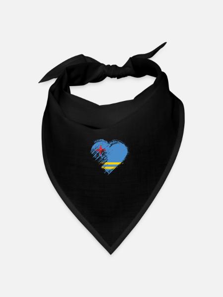 Grungy ich liebe Aruba-Herz-Flagge - Bandana Dreieckstuch - Schwarz