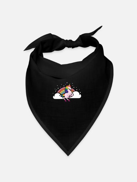 Unicorn-Einhorn in the clouds with rainbow - Bandana Dreieckstuch - Schwarz