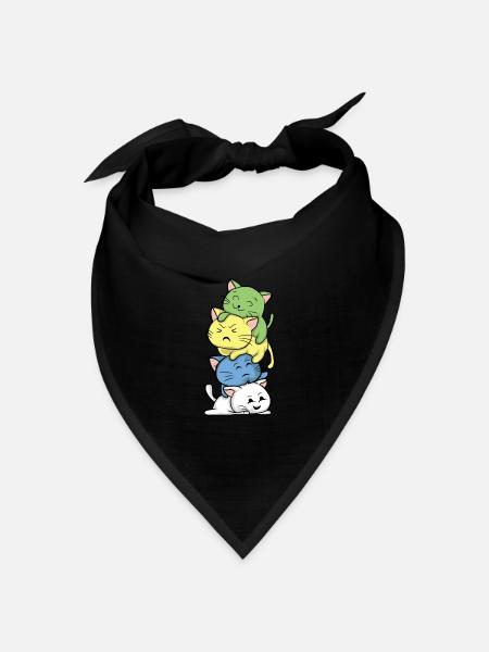 Kawaii Katzen Manga Stil Japan Miao Geschenk - Bandana Dreieckstuch - Schwarz
