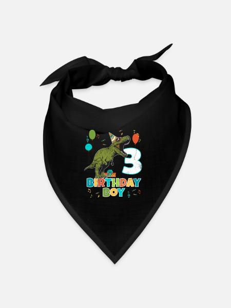 3-jährige Kindergeburtstags-Jungen-Party T Rex Dinosaurier - Bandana Dreieckstuch - Schwarz