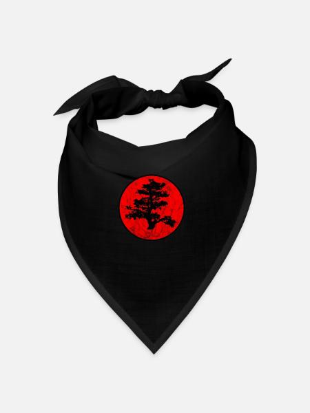 Bonsai Baum Japan Zen Chakren Buddhismus Vintage - Bandana Dreieckstuch - Schwarz