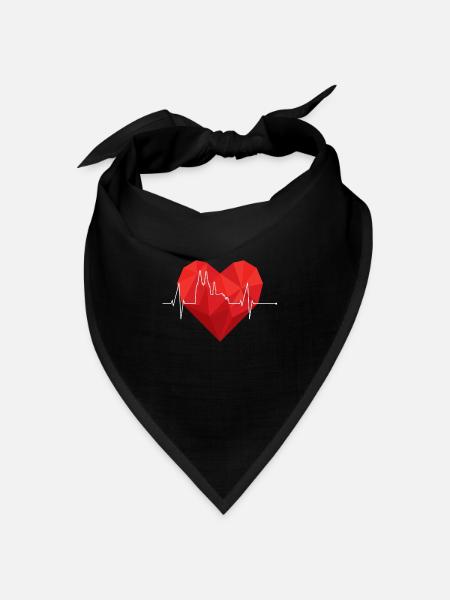 Köln Kölner Dom Herz Herzschlag Puls Karneval Hätz - Bandana Dreieckstuch - Schwarz