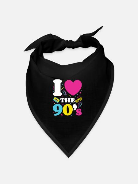 Liebe die 90er Jahre; Retro TShirt 1990er Jahre 90er Jahre Party - Bandana Dreieckstuch - Schwarz