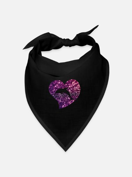 Delfin Herz - Bandana Dreieckstuch - Schwarz