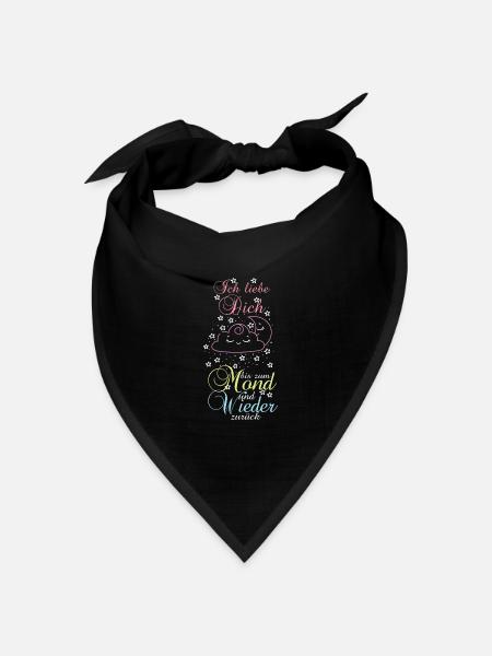 Ich liebe Dich bis zum Mond und wieder zurück - Bandana Dreieckstuch - Schwarz