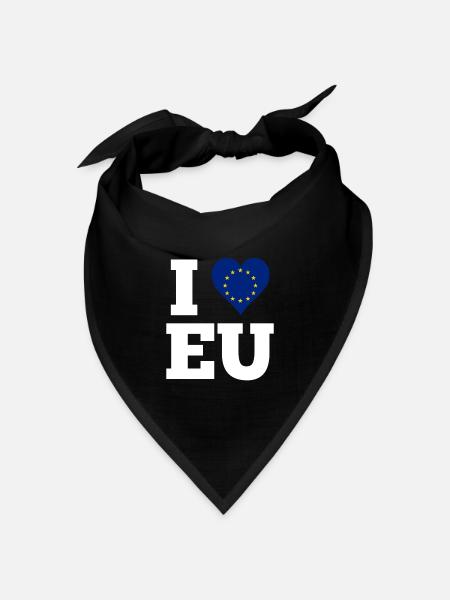 Ich Liebe Die EU Europa Flagge Liebe Herz Geschenk - Bandana Dreieckstuch - Schwarz