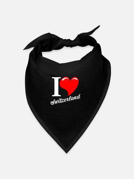 Schweiz Switzerland Love - Bandana Dreieckstuch - Schwarz