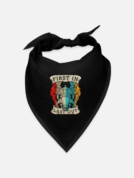 Feuerwehr Cool Statement Sprüche 112 AGT Geschenk - Bandana Dreieckstuch - Schwarz