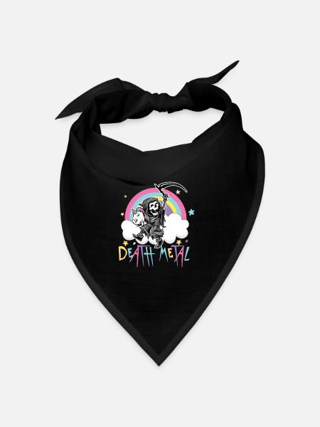 Death Metal Einhorn Sensenmann Heavy Unicorn - Bandana Dreieckstuch - Schwarz