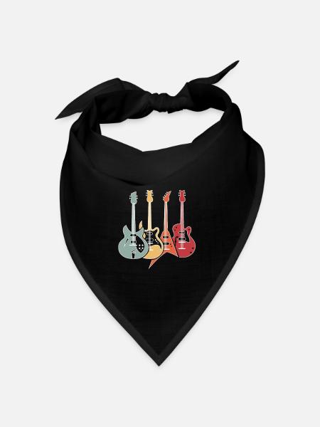 Retro Gitarren Bass Lustiges Gitarristen Geschenk - Bandana Dreieckstuch - Schwarz