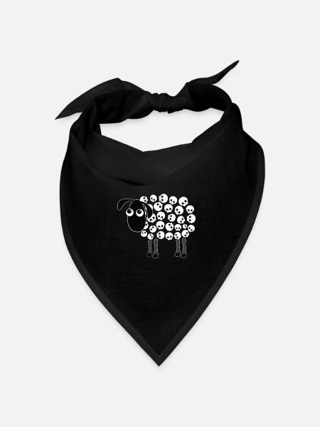 Schaf Totenkopf Fell - Rock Metal Schaf - Bandana Dreieckstuch - Schwarz