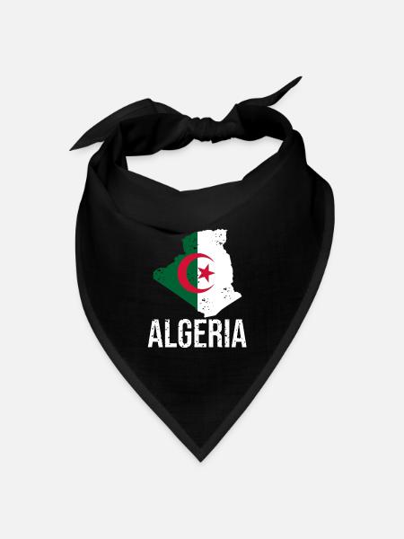 Algerische Flagge im Karten-Design - Bandana Dreieckstuch - Schwarz