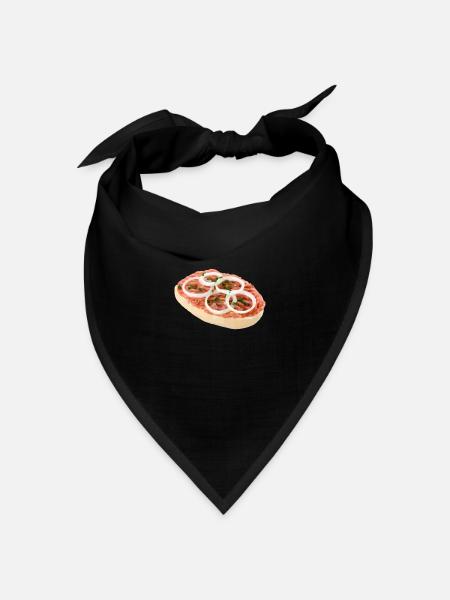 Lustiges Mettbrötchen Mit Zwiebel Für Metzger - Bandana Dreieckstuch - Schwarz