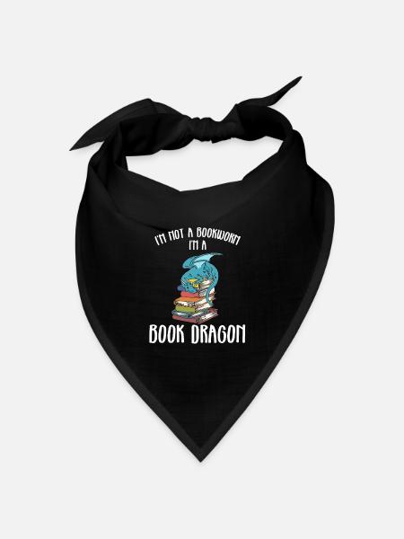 Ich bin kein Bücherwurm sondern ein Buchdrache - Bandana Dreieckstuch - Schwarz