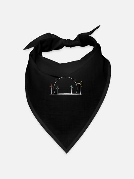Windmühle - Bandana Dreieckstuch - Schwarz