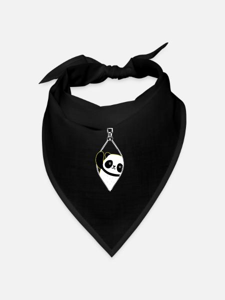 Panda aus dem Reißverschluss - Bandana Dreieckstuch - Schwarz
