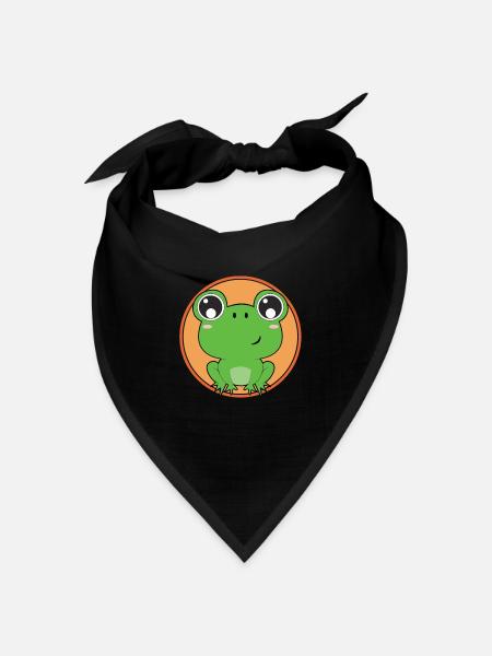 Süßer Frosch - Bandana Dreieckstuch - Schwarz