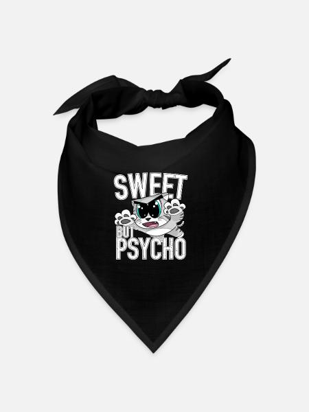 Süße, aber psycho süße Katze - Bandana Dreieckstuch - Schwarz