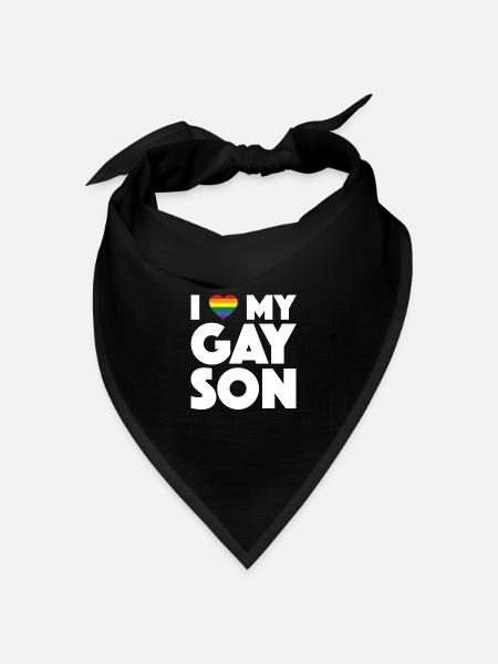I Love My Gay Son LGBT Stolze Eltern Homosexuell - Bandana Dreieckstuch - Schwarz