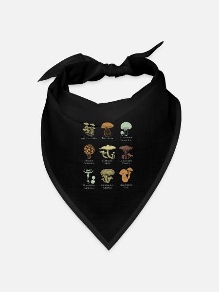 Essbare Pilz Fan Mycology Typen Geschenkdruck - Bandana Dreieckstuch - Schwarz