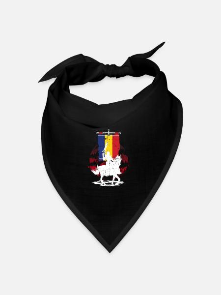 Rumänien Flagge Ritter - Bandana Dreieckstuch - Schwarz